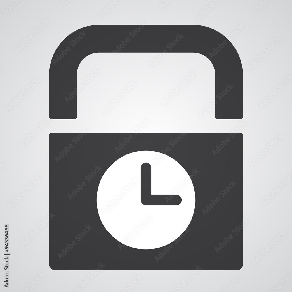 White Clock icon on black pad lock White Clock icon on black pad lock