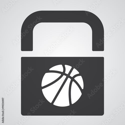 White Basketball icon on black pad lock