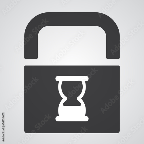 White Hourglass icon on black pad lock