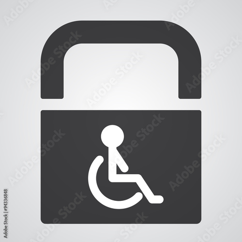 White Wheel Chair icon on black pad lock