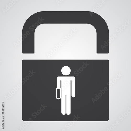 White Hand icon on black pad lock