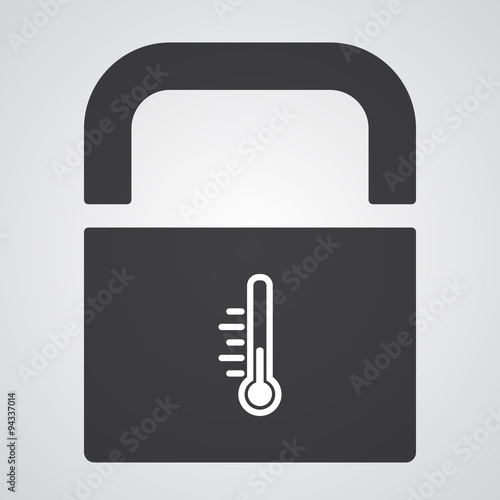 White Temperature icon on black pad lock