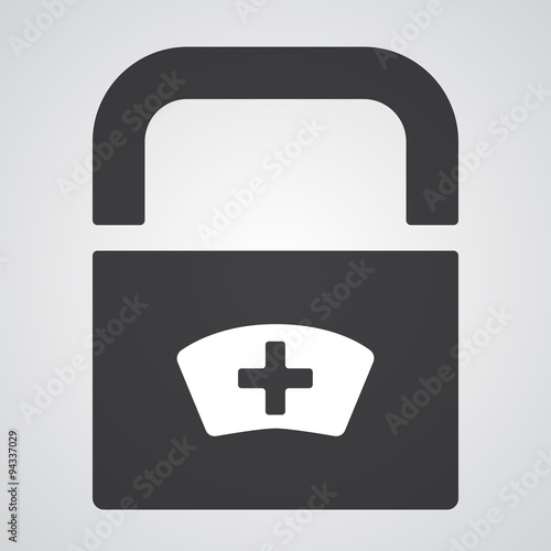 White Nurse icon on black pad lock