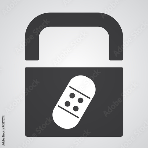 White Band Aid icon on black pad lock