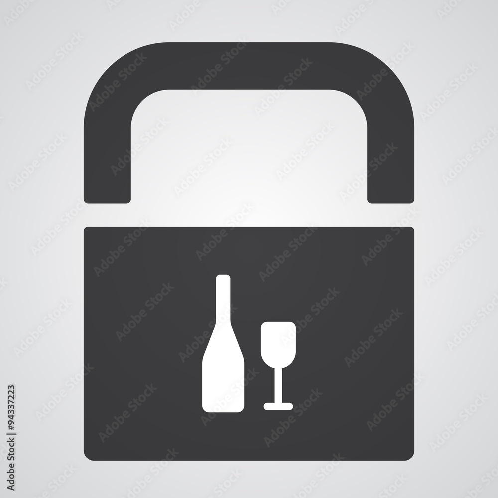 White Wine icon on black pad lock White Wine icon on black pad lock