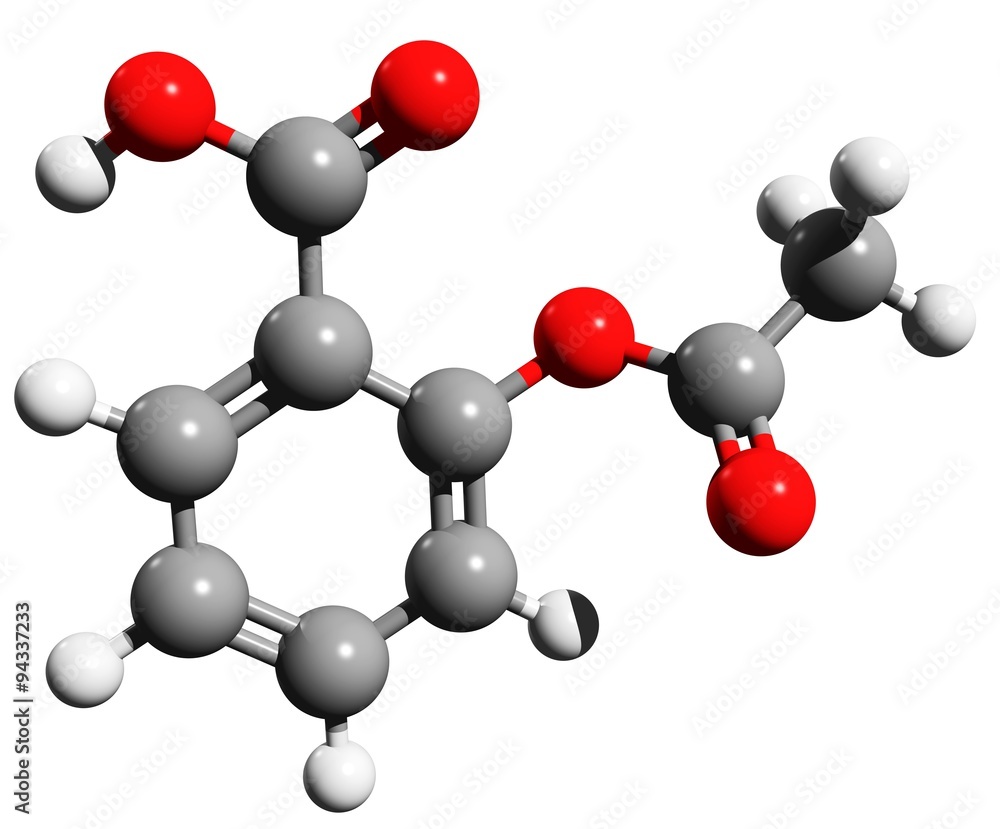 Aromaten - Acetylsalicylsäure in Ball and Stick Modelling
