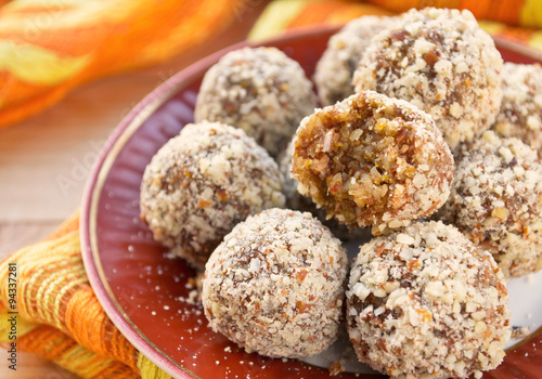 Healthy homemade candies witn nuts and dry fruits