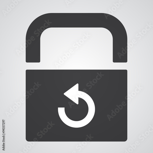 White Undo icon on black pad lock