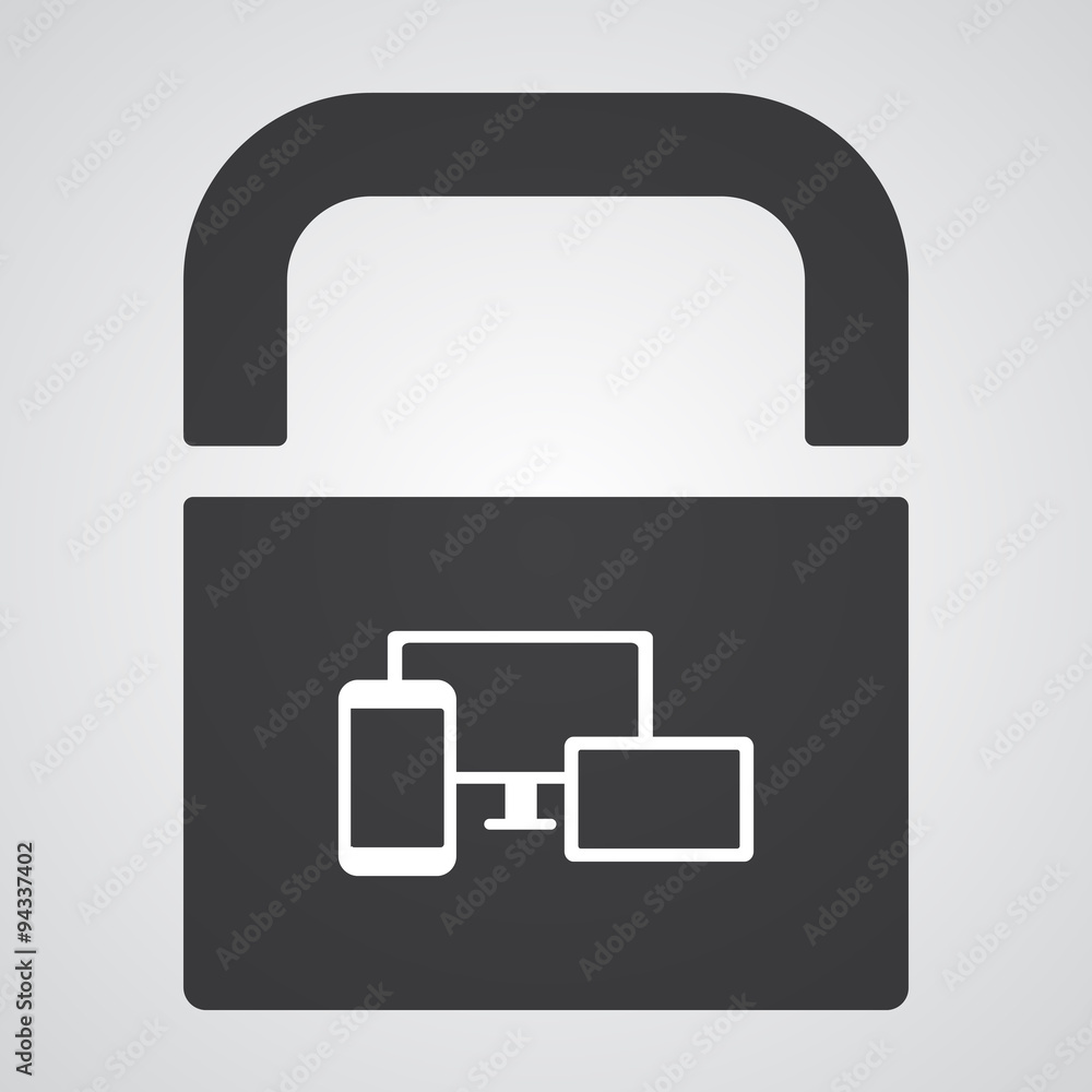 White Responsive Media Design icon on black pad lock White Responsive Media Design icon on black pad lock