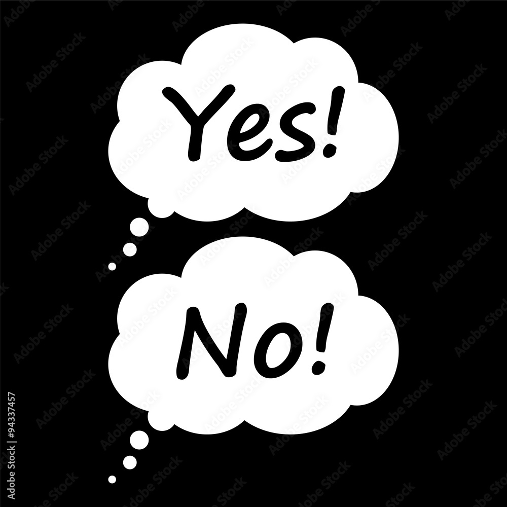 Yes and no characters in the clouds of thoughts Yes and no characters in the clouds of thoughts