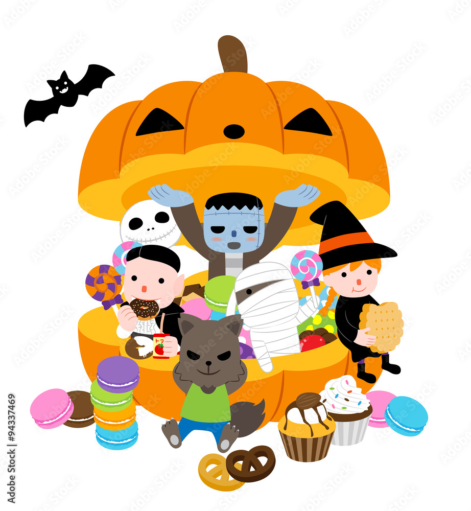 Naklejka premium ハロウィン おやつタイム