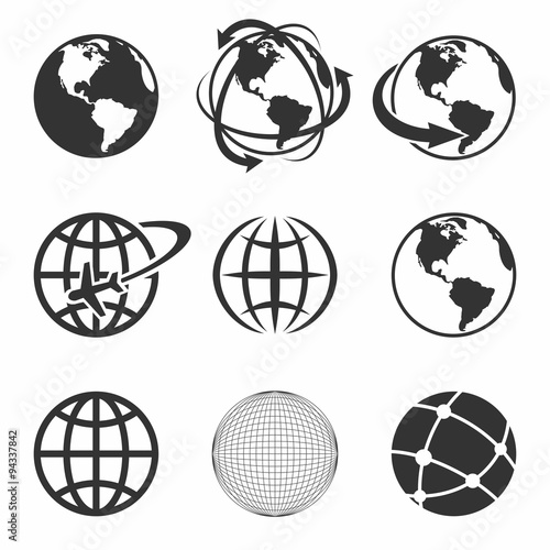 Globe Earth Icons Set. Vector Illustration