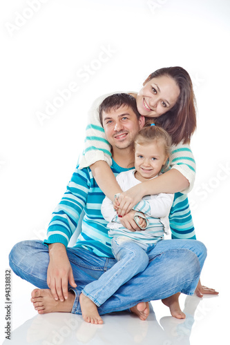 Family are playing, white background