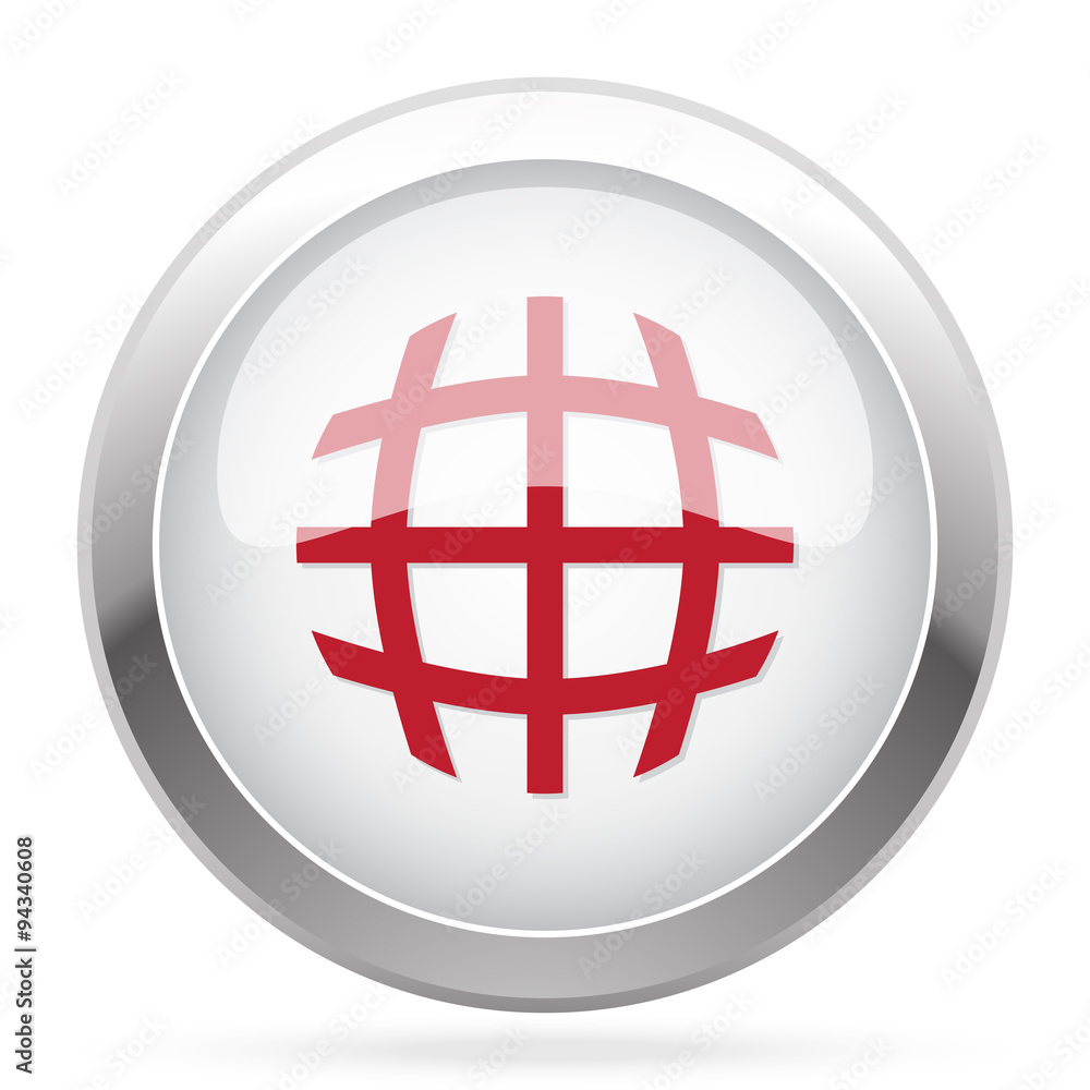 Red International icon on chrome web button Red International icon on chrome web button