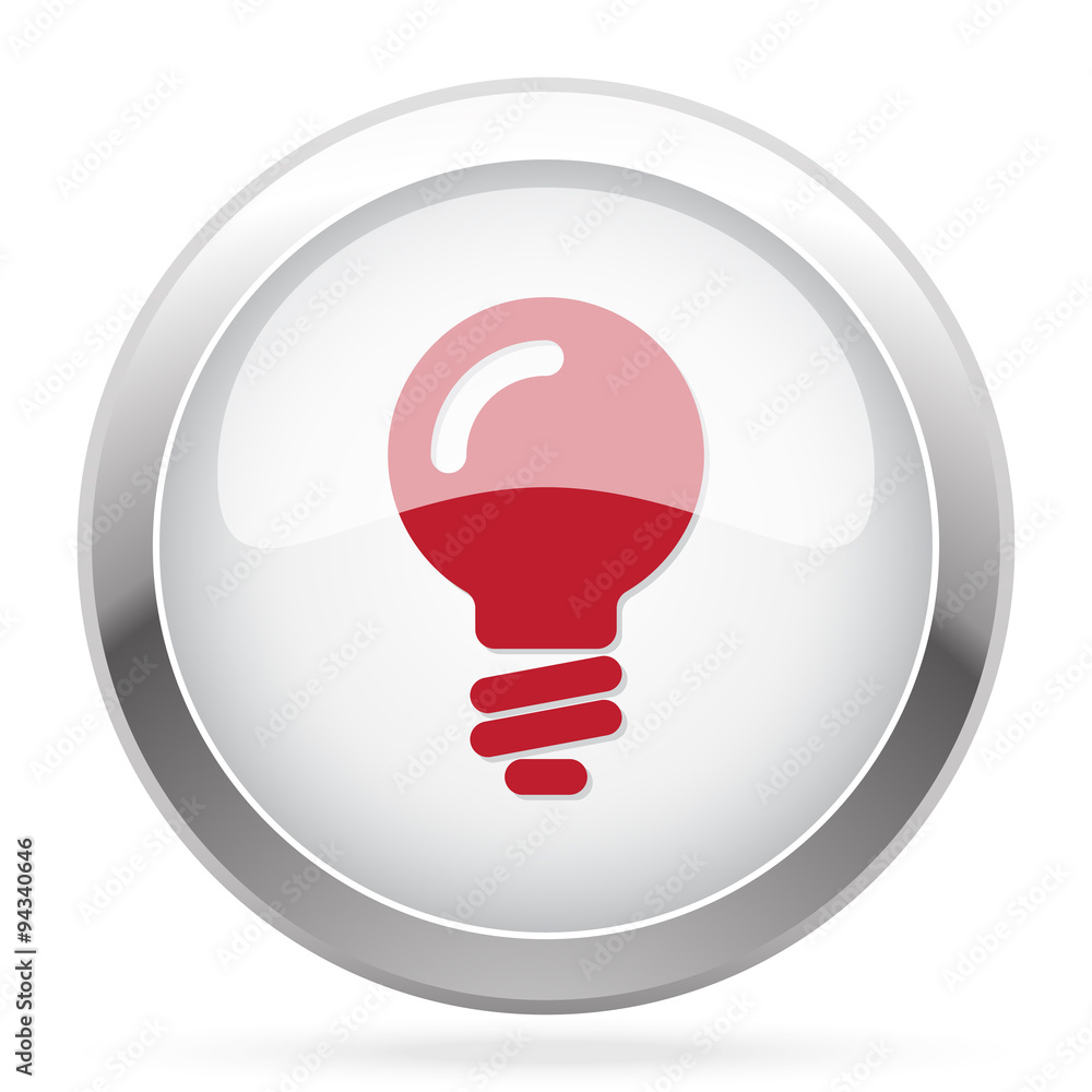 Red Light Bulb icon on chrome web button Red Light Bulb icon on chrome web button