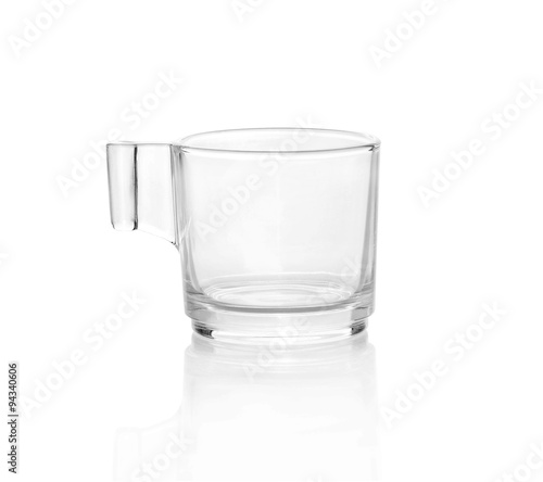 Empty glass coffee latte cup isolated on white background