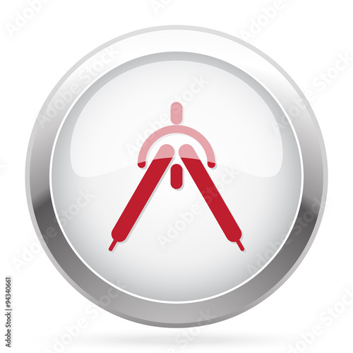 Red Drafting Compass icon on chrome web button