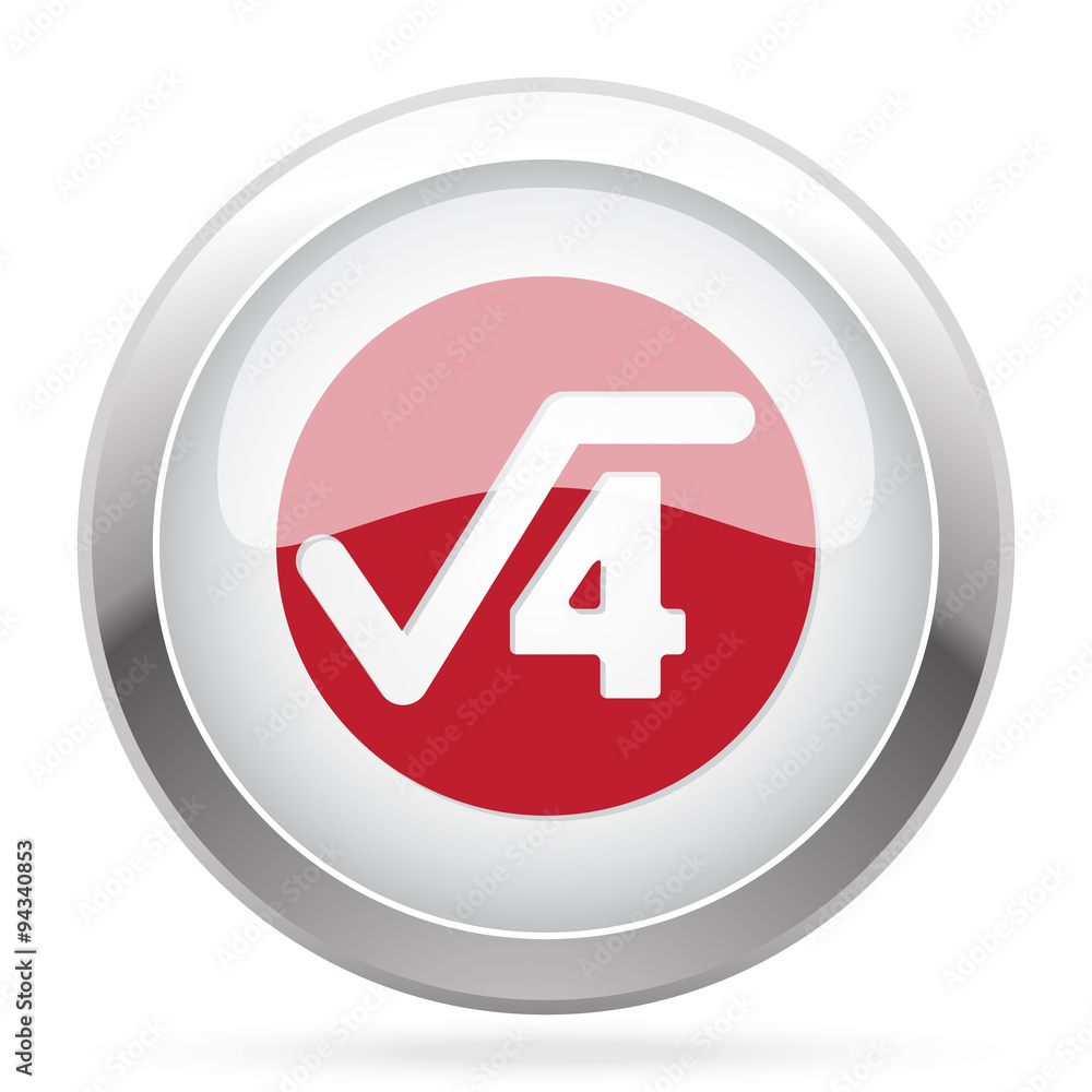 Red Square Root icon on chrome web button Red Square Root icon on chrome web button