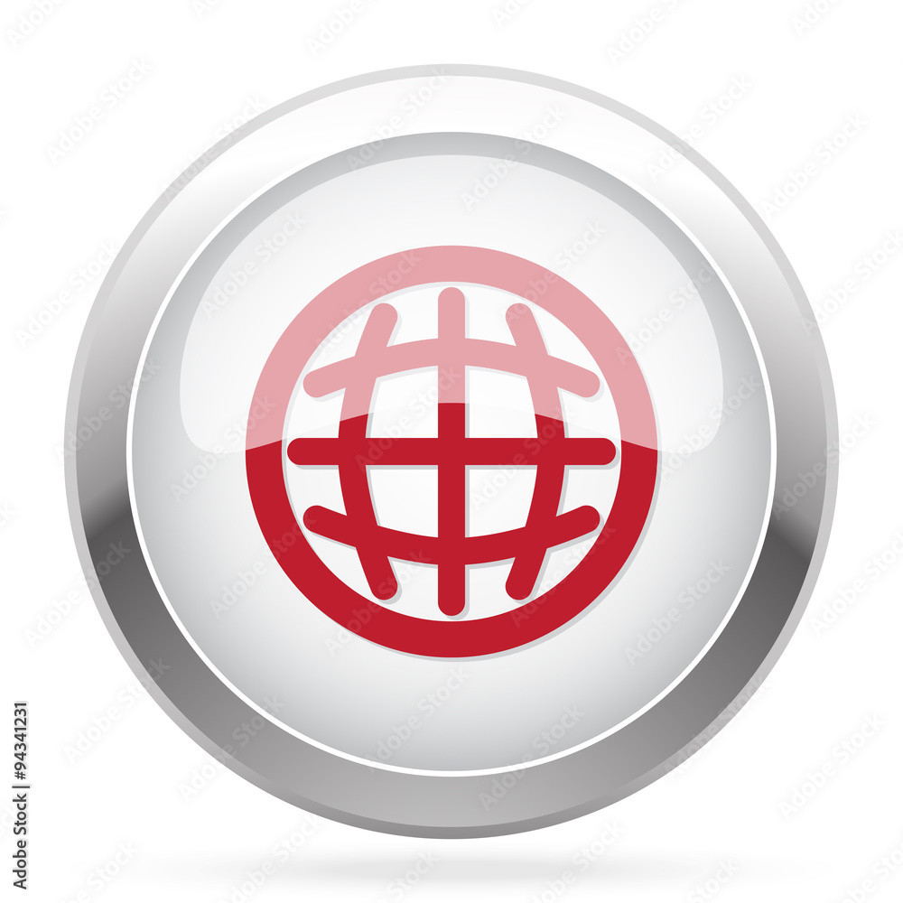 Red International icon on chrome web button Red International icon on chrome web button