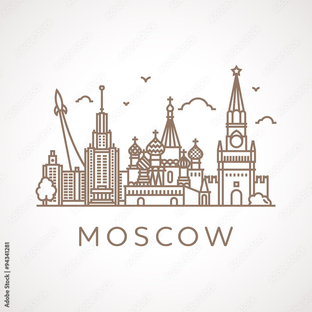 Trendy line-art illustration of Moscow.