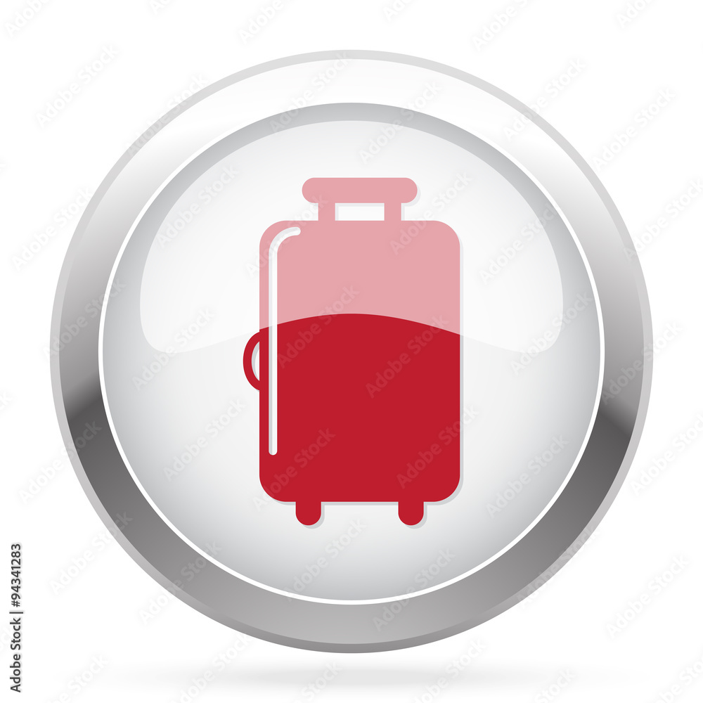 Red Luggage icon on chrome web button Red Luggage icon on chrome web button