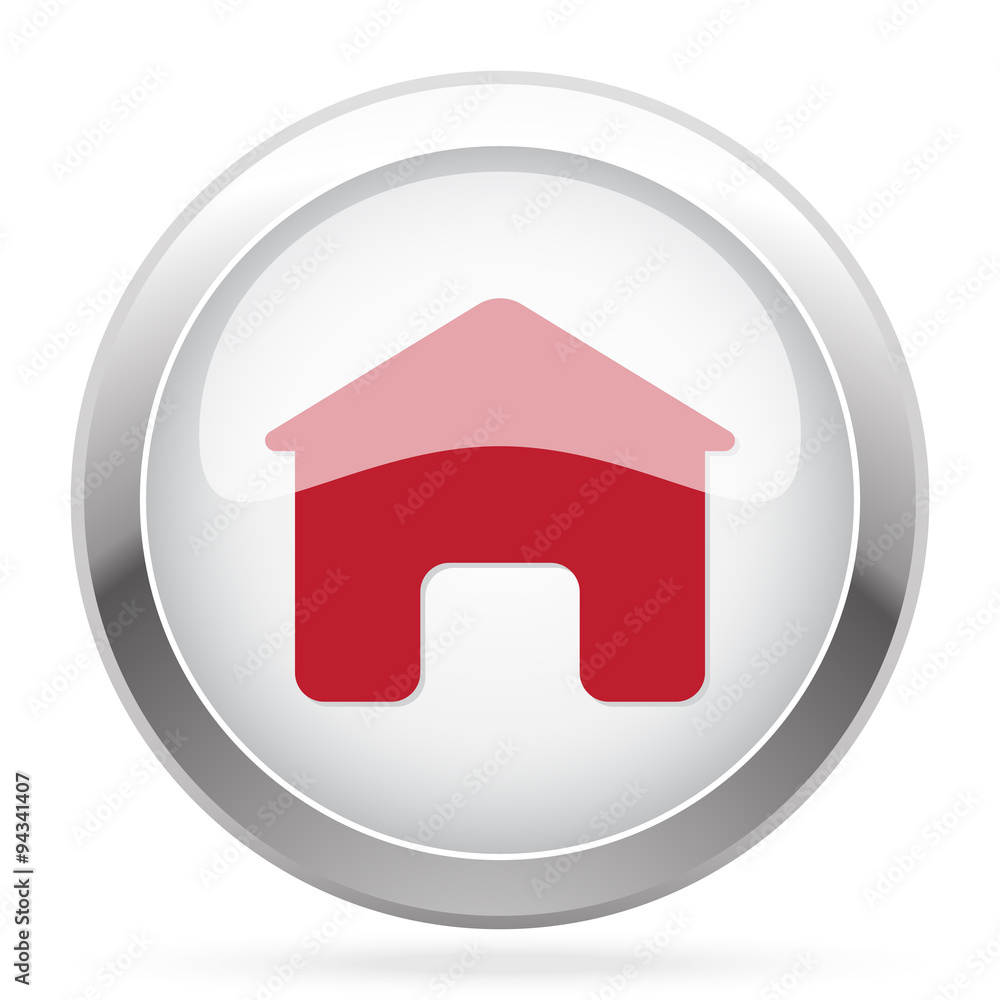 Red Home icon on chrome web button Red Home icon on chrome web button