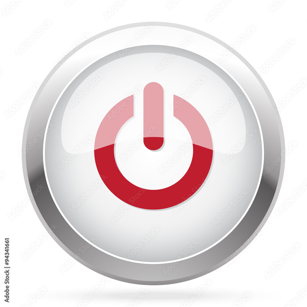 Red Power icon on chrome web button Red Power icon on chrome web button