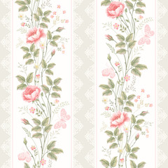Keuken achterwand Vintage bloemen patronen Kant en vlinders naadloos bloemenpatroon  © citradora