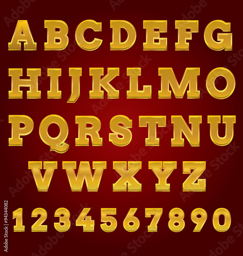 Golden Fonts on red background, Vector