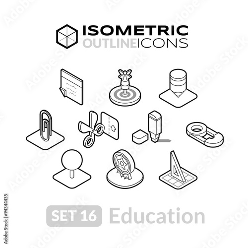 Isometric outline icons set 16