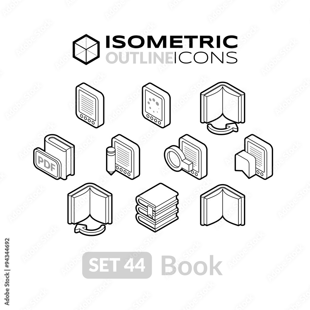 Isometric outline icons set 44 Isometric outline icons set 44
