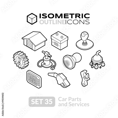 Isometric outline icons set 35