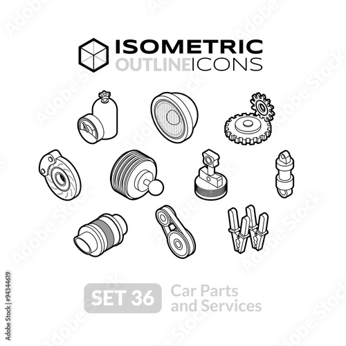 Isometric outline icons set 36