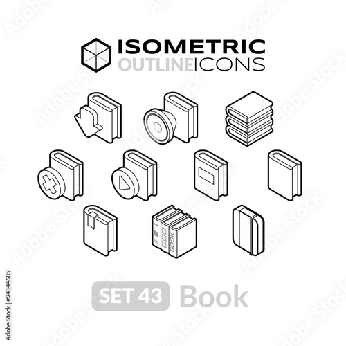 Isometric outline icons set 43