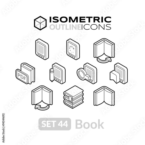 Isometric outline icons set 44