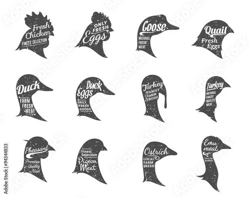 Poultry Icons Collection, Butchery Labels Templates