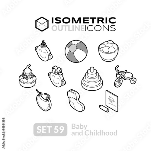 Isometric outline icons set 59