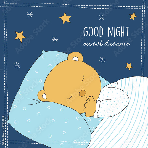 sleepy time bear teddy vector illustration