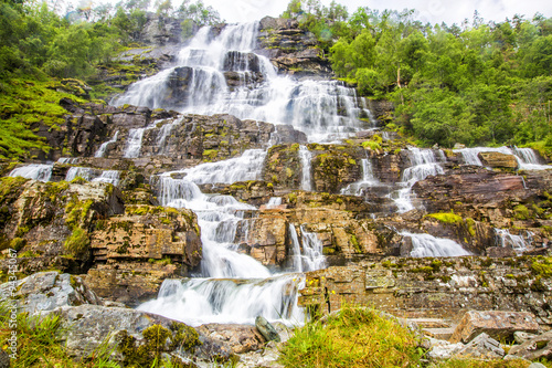 Waterfall Tvindefossen   Norway. Waterfall Tvindefossen is the largest and highest waterfall of Norway  it is famous for its beauty  its height is 152 m.