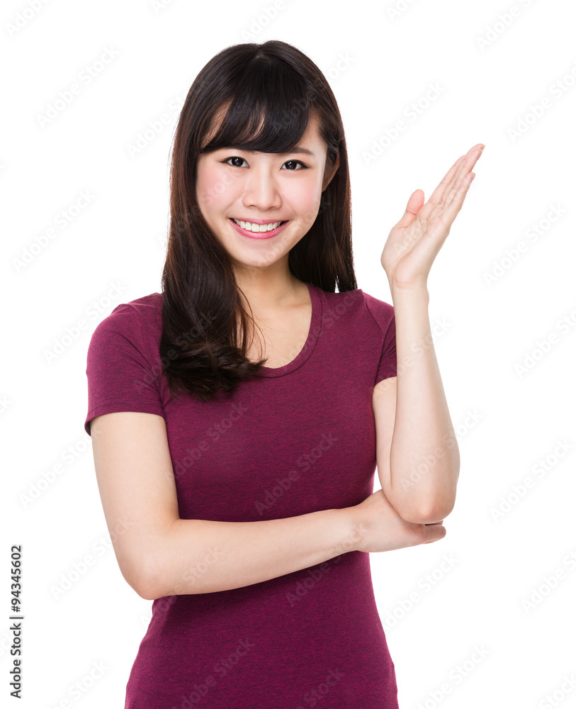 Woman with open hand palm Woman with open hand palm