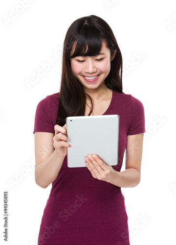 Young woman use of the tablet pc