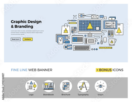 Graphic design flat line banner