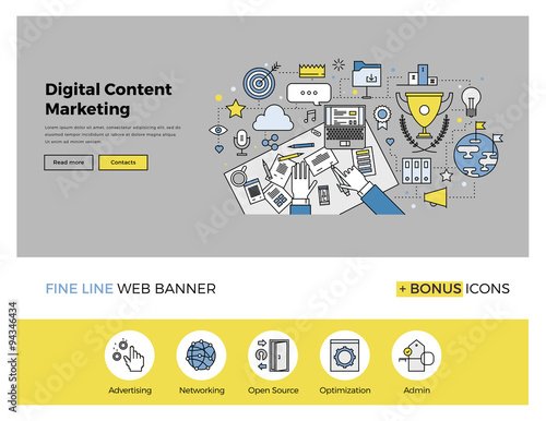 Content marketing flat line banner