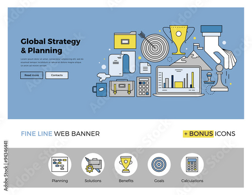 Strategy planning flat line banner