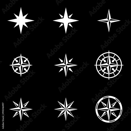 Vector white wind rose icon set