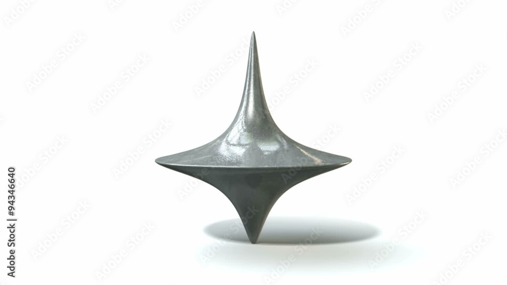 An animation showing a die-cast lead spinning top spinning on an isolated white background An animation showing a die-cast lead spinning top spinning on an isolated white background