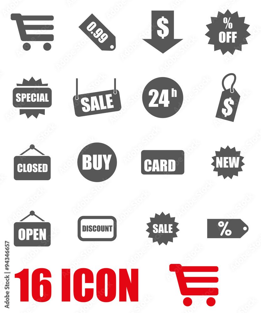 Vector grey shopping icon set