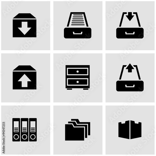 Vector black archive icon set