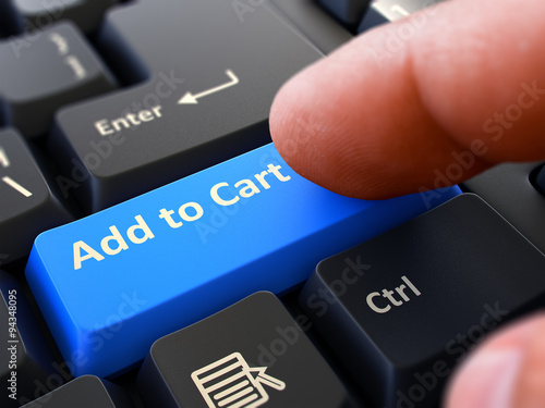 Add to Cart - Concept on Blue Keyboard Button.