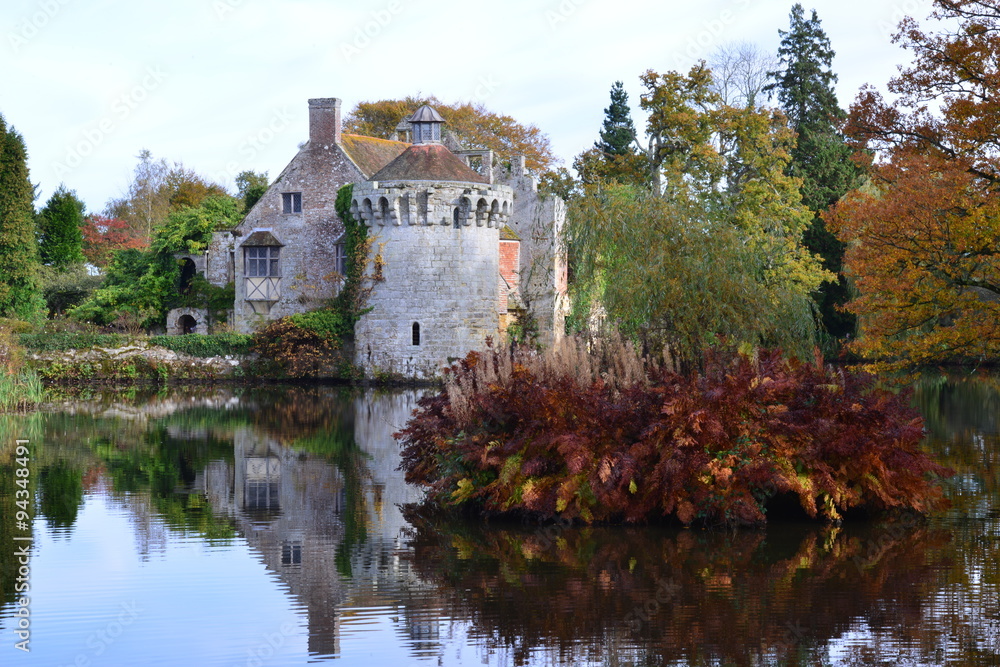 The grounds of an old crumbling castle in the County of kent in Autumn